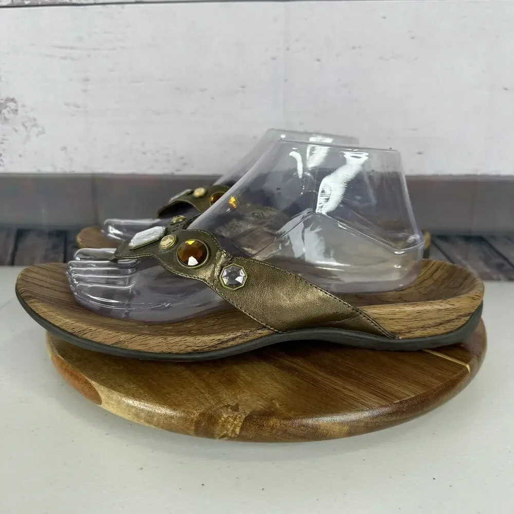Vionic Sandal‎ Womens 11 Brown Eve Beaded Orthoheel Comfort Cushion Bronze